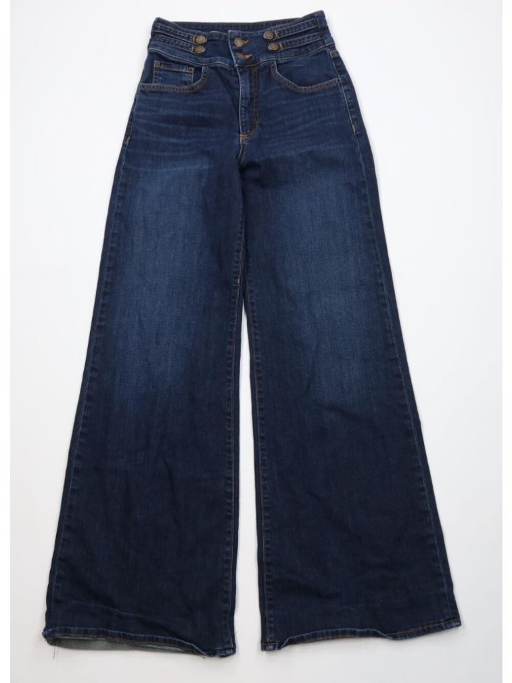 Ramy Brook Womens Size 26 Faded Stretch Flared Wide Leg Denim Jeans Blue USA